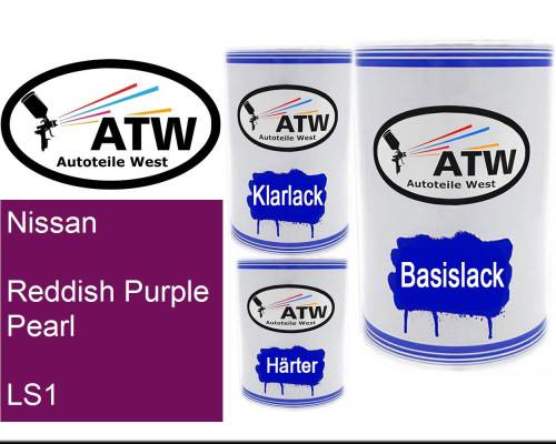 Nissan, Reddish Purple Pearl, LS1: 500ml Lackdose + 500ml Klarlack + 250ml Härter - Set, von ATW Autoteile West.